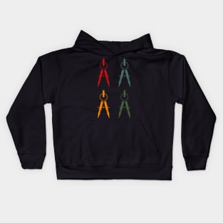 vintage architect compass for drawing . Kids Hoodie